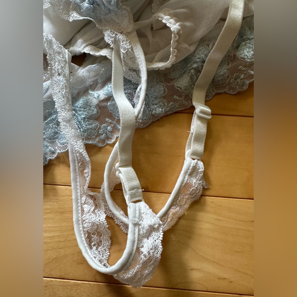 Victoria's Secret white and light blue lacy one-piece - Picture 9 of 13